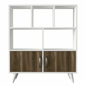 Βιβλιοθήκη ArteLibre Symi Λευκό-Σκούρο Καφέ 90x22x105cm - Image 5