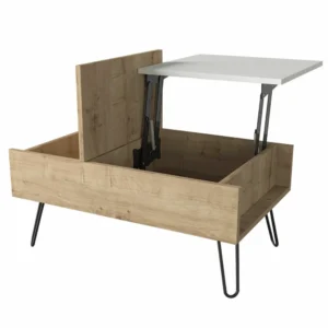 Τραπεζάκι Σαλονιού ArteLibre LIMNOS Φυσικό/Λευκό Μοριοσανίδα/Μελαμίνη 80x50x39cm - Image 2