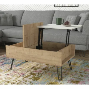 Τραπεζάκι Σαλονιού ArteLibre LIMNOS Φυσικό/Λευκό Μοριοσανίδα/Μελαμίνη 80x50x39cm - Image 4