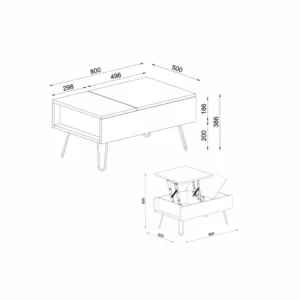 Τραπεζάκι Σαλονιού ArteLibre LIMNOS Φυσικό/Λευκό Μοριοσανίδα/Μελαμίνη 80x50x39cm - Image 5