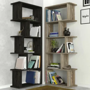 Βιβλιοθήκη ArteLibre Idra Ανοιχτό Καφέ/Σκούρο Καφέ 124x26x159cm - Image 3