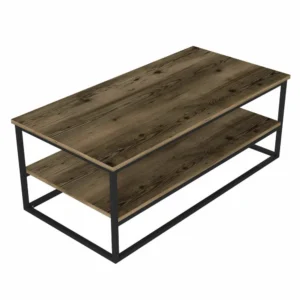 Τραπεζάκι Σαλονιού ArteLibre MYKONOS Σκούρο Καφέ/Μαύρο Μοριοσανίδα/Μελαμίνη/Μέταλλο 120x60x43cm - Image 3