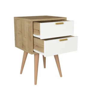 Κομοδίνο ArteLibre KITHIRA Φυσικό/Λευκό Μελαμίνη 40x35x61cm - Image 2