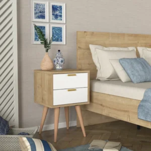 Κομοδίνο ArteLibre KITHIRA Φυσικό/Λευκό Μελαμίνη 40x35x61cm - Image 4