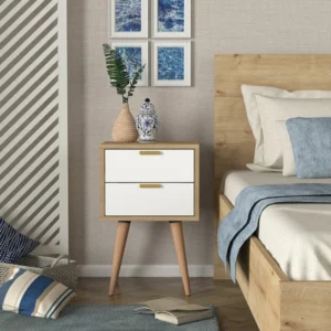 Κομοδίνο ArteLibre KITHIRA Φυσικό/Λευκό Μελαμίνη 40x35x61cm - Image 5