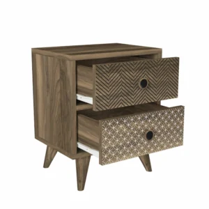 Κομοδίνο ArteLibre KALYMNOS Καρυδί Με Σχέδιο 40x30x48cm - Image 3