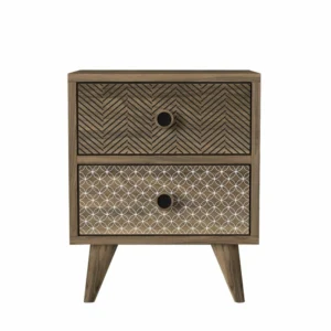 Κομοδίνο ArteLibre KALYMNOS Καρυδί Με Σχέδιο 40x30x48cm