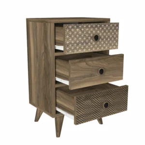 Κομοδίνο ArteLibre KALYMNOS Καρυδί Με Σχέδιο 40x30x65cm - Image 2