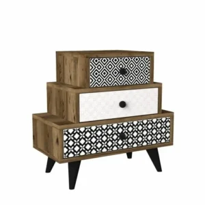 Κομοδίνο ArteLibre LIDYA Σκούρο Καφέ Με Σχέδιο 60x30x57cm - Image 2