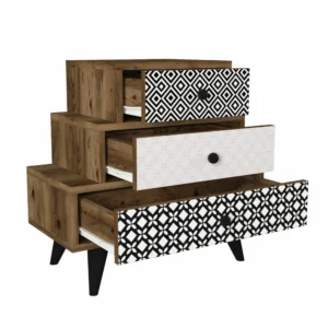 Κομοδίνο ArteLibre LIDYA Σκούρο Καφέ Με Σχέδιο 60x30x57cm - Image 3