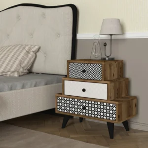 Κομοδίνο ArteLibre LIDYA Σκούρο Καφέ Με Σχέδιο 60x30x57cm - Image 4