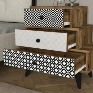 Κομοδίνο ArteLibre LIDYA Σκούρο Καφέ Με Σχέδιο 60x30x57cm - Image 5