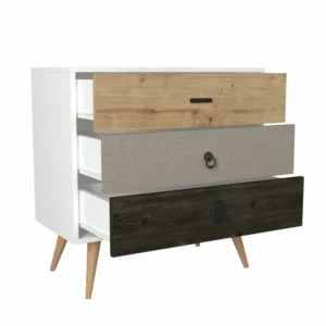 Συρταριέρα ArteLibre KIMOLOS Λευκό/Φυσικό/Καφέ 80x40x79cm - Image 2