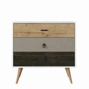 Συρταριέρα ArteLibre KIMOLOS Λευκό/Φυσικό/Καφέ 80x40x79cm - Image 3