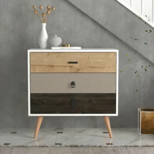 Συρταριέρα ArteLibre KIMOLOS Λευκό/Φυσικό/Καφέ 80x40x79cm - Image 4