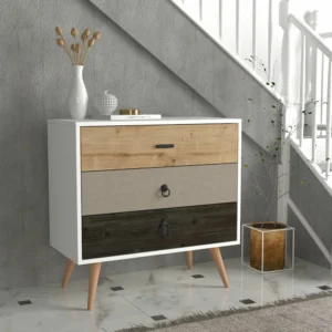 Συρταριέρα ArteLibre KIMOLOS Λευκό/Φυσικό/Καφέ 80x40x79cm - Image 5