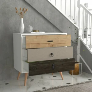 Συρταριέρα ArteLibre KIMOLOS Λευκό/Φυσικό/Καφέ 80x40x79cm - Image 6