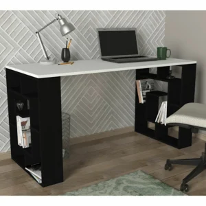 Γραφείο ArteLibre LINE Λευκό/Μαύρο 140x60x74cm - Image 4