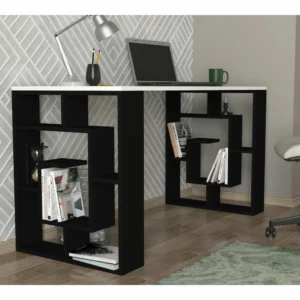 Γραφείο ArteLibre LINE Λευκό/Μαύρο 140x60x74cm - Image 5