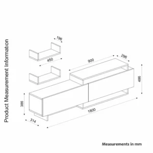 Σύνθετο ArteLibre WENDY Καρυδί/Ανθρακί 180x31.4x48.6cm - Image 7