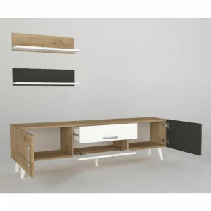 Σύνθετο ArteLibre OREGON Sapphire/Ανθρακί/Μπεζ Μοριοσανίδα 160x32x45cm - Image 2