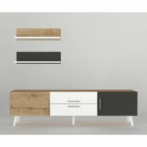 Σύνθετο ArteLibre OREGON Sapphire/Ανθρακί/Μπεζ Μοριοσανίδα 160x32x45cm - Image 3