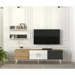 Σύνθετο ArteLibre OREGON Sapphire/Ανθρακί/Μπεζ Μοριοσανίδα 160x32x45cm - Image 4