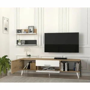 Σύνθετο ArteLibre OREGON Sapphire/Ανθρακί/Μπεζ Μοριοσανίδα 160x32x45cm - Image 5