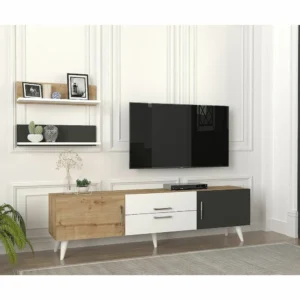 Σύνθετο ArteLibre OREGON Sapphire/Ανθρακί/Μπεζ Μοριοσανίδα 160x32x45cm - Image 6