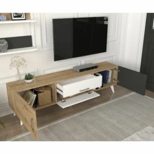 Σύνθετο ArteLibre OREGON Sapphire/Ανθρακί/Μπεζ Μοριοσανίδα 160x32x45cm - Image 7