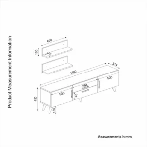Σύνθετο ArteLibre OREGON Sapphire/Ανθρακί/Μπεζ Μοριοσανίδα 160x32x45cm - Image 8