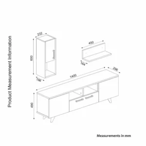 Σύνθετο ArteLibre UTAH Sapphire/Καφέ Μοριοσανίδα 140x29.5x46cm - Image 8