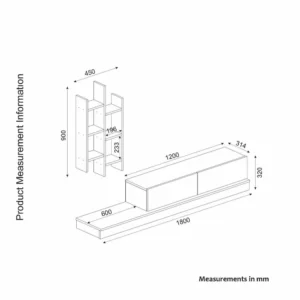 Σύνθετο ArteLibre ILLINOIS Λευκό/Sapphire Μοριοσανίδα 180x29.5x30.8cm - Image 8