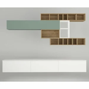 Σύνθετο ArteLibre GEORGIA Λευκό/Sapphire/Τιρκουάζ Μοριοσανίδα 280x45x180cm - Image 3