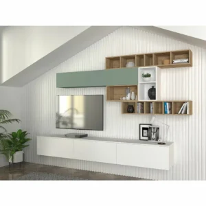 Σύνθετο ArteLibre GEORGIA Λευκό/Sapphire/Τιρκουάζ Μοριοσανίδα 280x45x180cm - Image 4