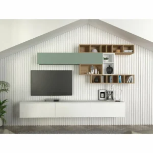 Σύνθετο ArteLibre GEORGIA Λευκό/Sapphire/Τιρκουάζ Μοριοσανίδα 280x45x180cm - Image 5