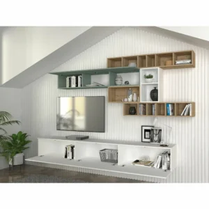 Σύνθετο ArteLibre GEORGIA Λευκό/Sapphire/Τιρκουάζ Μοριοσανίδα 280x45x180cm - Image 6