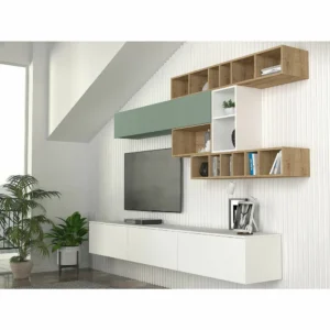 Σύνθετο ArteLibre GEORGIA Λευκό/Sapphire/Τιρκουάζ Μοριοσανίδα 280x45x180cm - Image 7