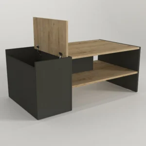 Τραπεζάκι Σαλονιού ArteLibre LEROS Φυσικό/Ανθρακί Μοριοσανίδα/Μελαμίνη 110x60x45cm - Image 3