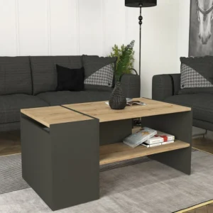 Τραπεζάκι Σαλονιού ArteLibre LEROS Φυσικό/Ανθρακί Μοριοσανίδα/Μελαμίνη 110x60x45cm - Image 4
