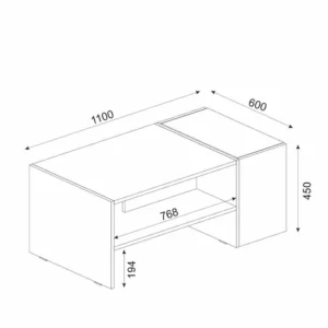 Τραπεζάκι Σαλονιού ArteLibre LEROS Φυσικό/Ανθρακί Μοριοσανίδα/Μελαμίνη 110x60x45cm - Image 7