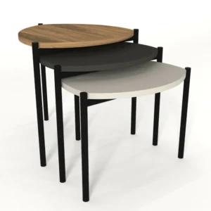 Τραπεζάκι Σαλονιού ArteLibre KARPATHOS Φυσικό/Ανθρακί/Γκρι Μοριοσανίδα/Μελαμίνη 45x45x45/40/35cm Σετ 3Τμχ - Image 2