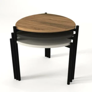 Τραπεζάκι Σαλονιού ArteLibre KARPATHOS Φυσικό/Ανθρακί/Γκρι Μοριοσανίδα/Μελαμίνη 45x45x45/40/35cm Σετ 3Τμχ - Image 3