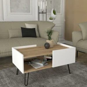 Τραπεζάκι Σαλονιού ArteLibre SERIFOS Φυσικό/Λευκό Μοριοσανίδα/Μελαμίνη 100x55x45cm - Image 4