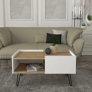 Τραπεζάκι Σαλονιού ArteLibre SERIFOS Φυσικό/Λευκό Μοριοσανίδα/Μελαμίνη 100x55x45cm - Image 5