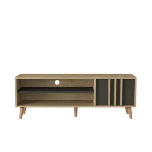 Έπιπλο Τηλεόρασης ArteLibre ANDROS Φυσικό/Ανθρακί Μοριοσανίδα/Μελαμίνη 140x40x50cm - Image 3