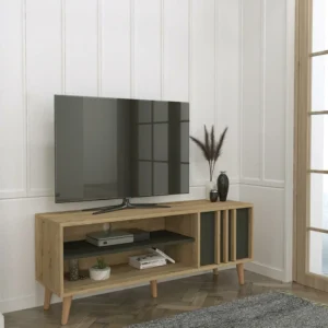 Έπιπλο Τηλεόρασης ArteLibre ANDROS Φυσικό/Ανθρακί Μοριοσανίδα/Μελαμίνη 140x40x50cm - Image 5