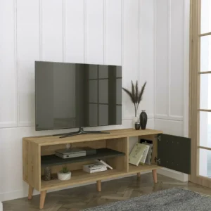 Έπιπλο Τηλεόρασης ArteLibre ANDROS Φυσικό/Ανθρακί Μοριοσανίδα/Μελαμίνη 140x40x50cm - Image 6