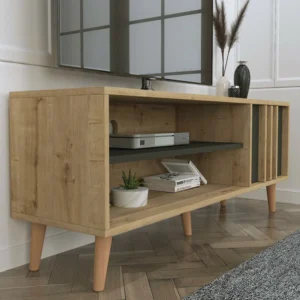 Έπιπλο Τηλεόρασης ArteLibre ANDROS Φυσικό/Ανθρακί Μοριοσανίδα/Μελαμίνη 140x40x50cm - Image 7