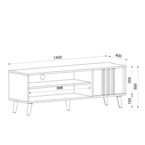 Έπιπλο Τηλεόρασης ArteLibre ANDROS Φυσικό/Ανθρακί Μοριοσανίδα/Μελαμίνη 140x40x50cm - Image 8